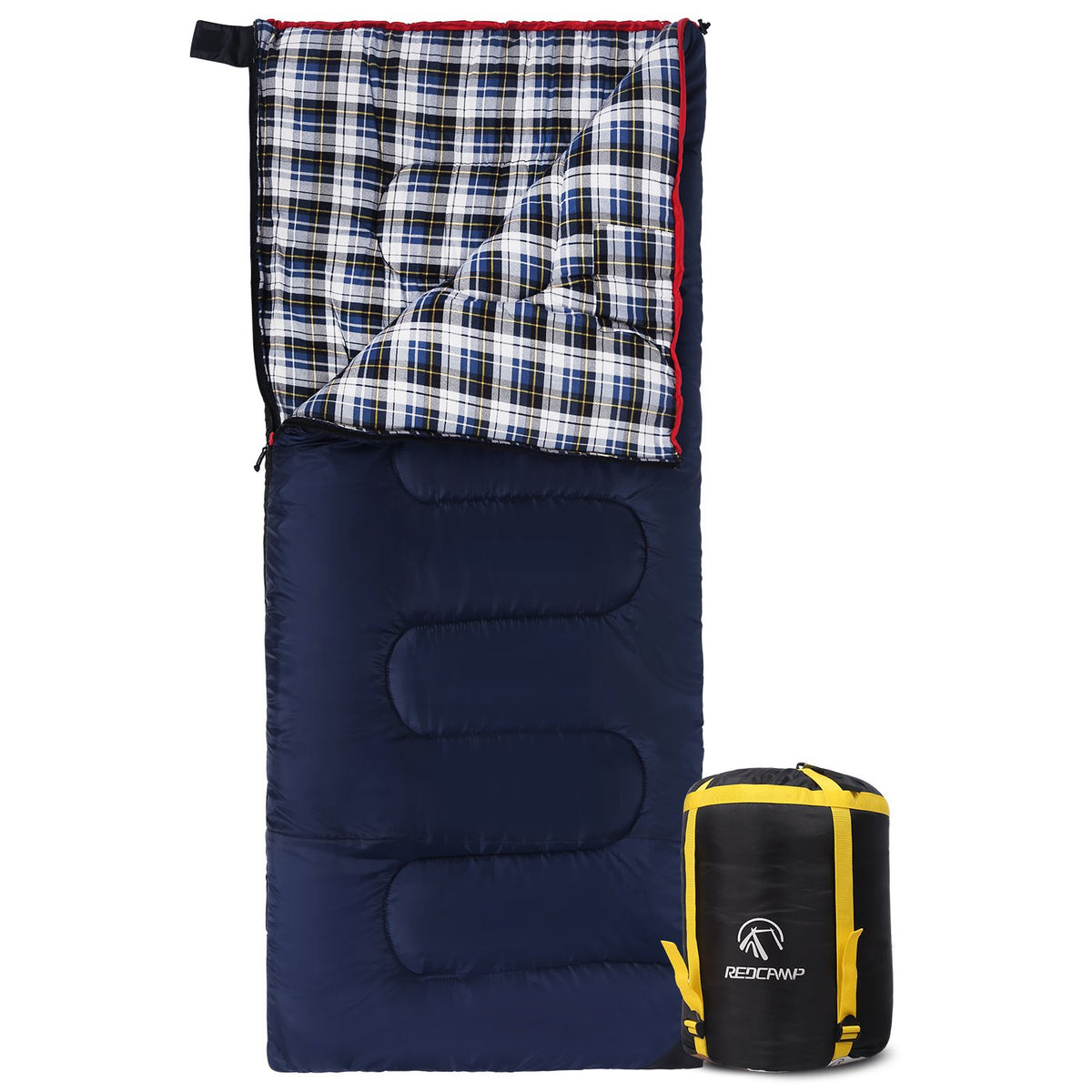 REDCAMP Cotton Flannel Sleeping Bag for Camping Backpacking, Adults Cold Weather Envelope Sleeping Bags with 2/3/4/6lbs Filling
