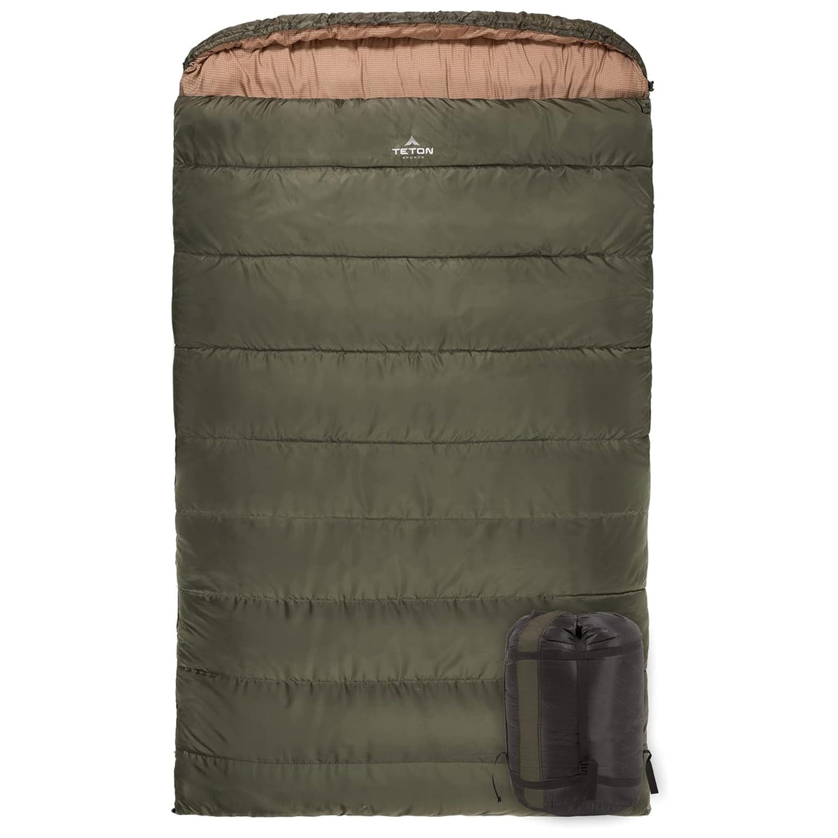 Teton Mammoth Queen Size Double Sleeping Bag- A Warm Bag the Whole Family can Enjoy – Great for Camping, Hunting and Base Camp. Compression Sack Included