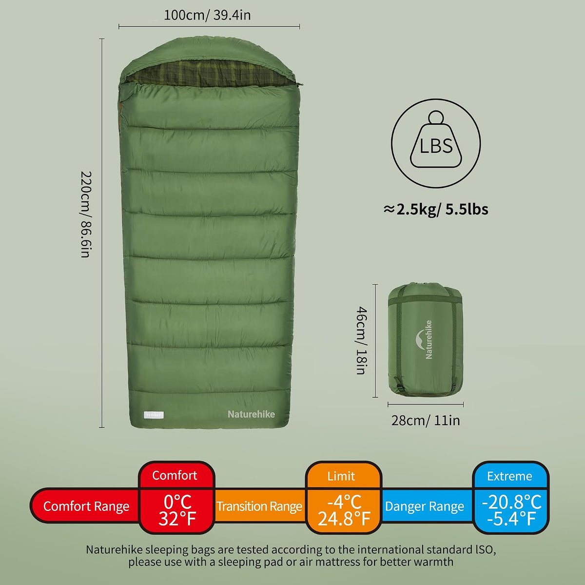 Naturehike Big & Tall Flannel Sleeping Bag for Adults
