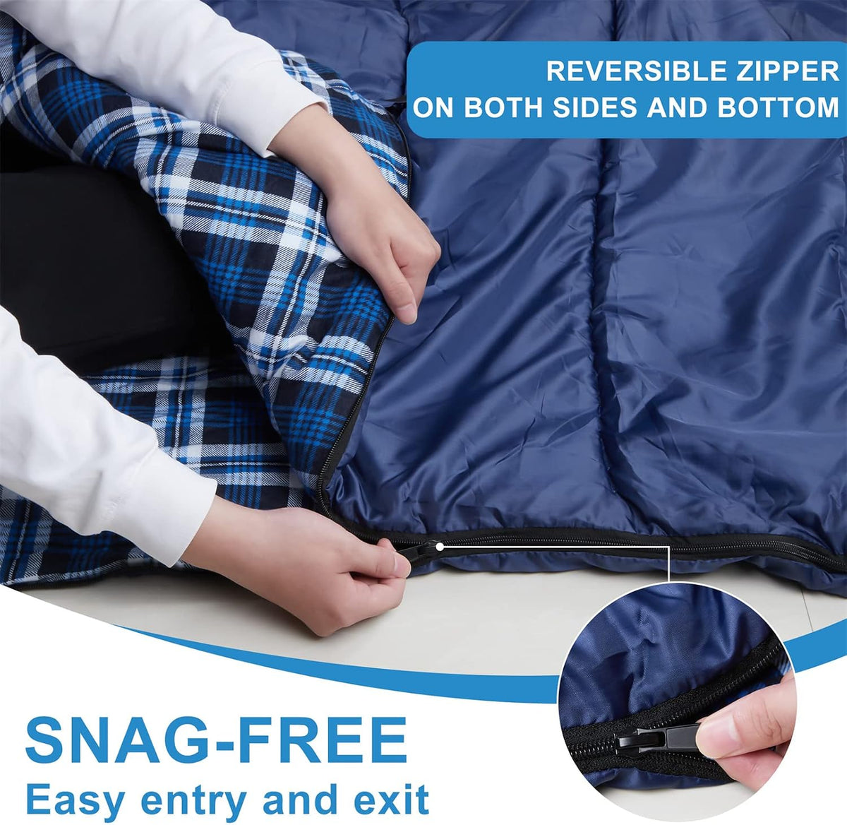 Cotton Flannel Double Sleeping Bag, 2 Person Camping Sleeping Bag