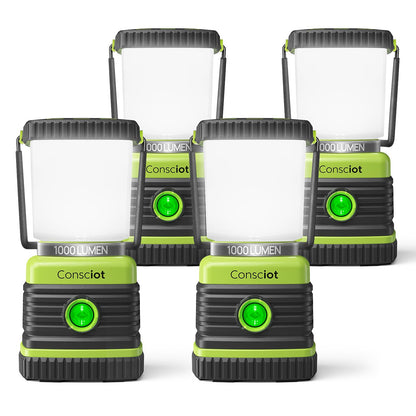 Consciot 1000LM Battery Powered LED Camping Lantern, 4 Light Mode, Dimmable