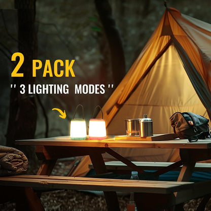 HOKOILN 2-Pack LED Camping Lights Battery Powered Portable Tent Lantern