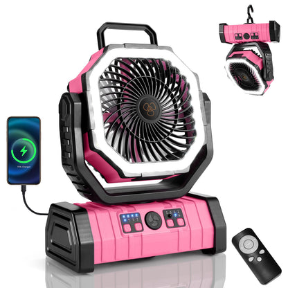 Odoland 30000mAh Camping Fan with LED Lantern, Rechargeable Battery Fan