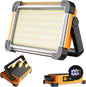 150W Solar Rechargeable Work Light, 180 LED 10000LM Portable Flood Light, IP65 Waterproof 3 Modes, with Stand, for Job Site Home Repair Camping Fishing Garage Workshop Emergency
