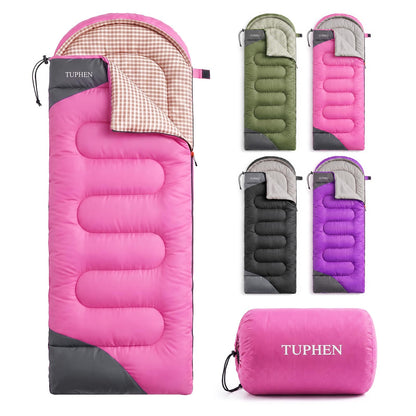 tuphen- Sleeping Bags for Adults Kids Boys Girls Backpacking Hiking Camping Microfiber Liner, Cold Warm Weather 4 Seasons Indoor Outdoor Use, Lightweight & Waterproof