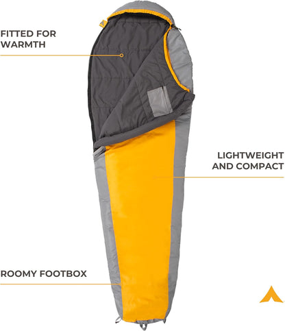 Teton 20F and 5F Degree Sleeping Bag; Lightweight, Warm Weather Mummy Sleeping Bags for Adults and Kids, Camping, Backpacking, Hiking
