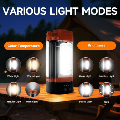 3 LED Lamp Heads Rechargeable Camping Light with Adjustable Stand