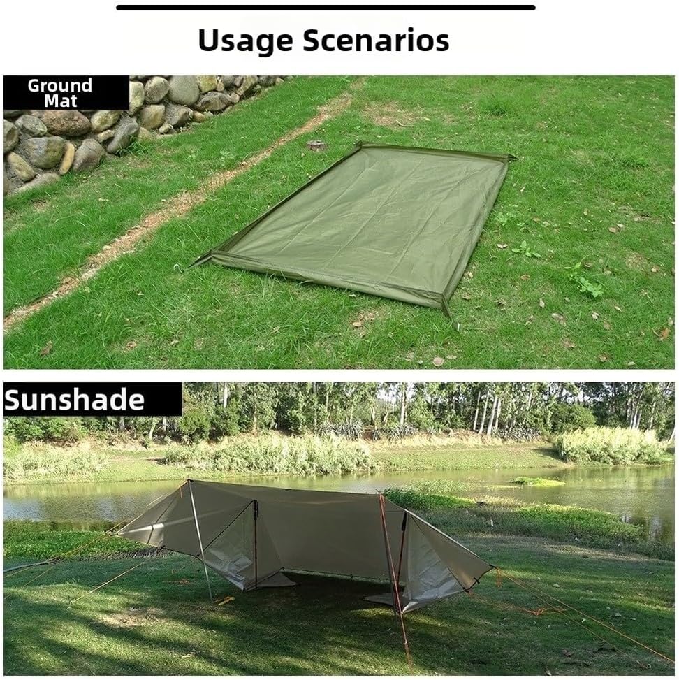 Outdoor Camping Mat Waterproof Ground Cover 210D Oxford Cloth Portable Beach Picnic Pad Moisture Proof Floor Sheet for Tent Hiking Travel Green 210x120cm