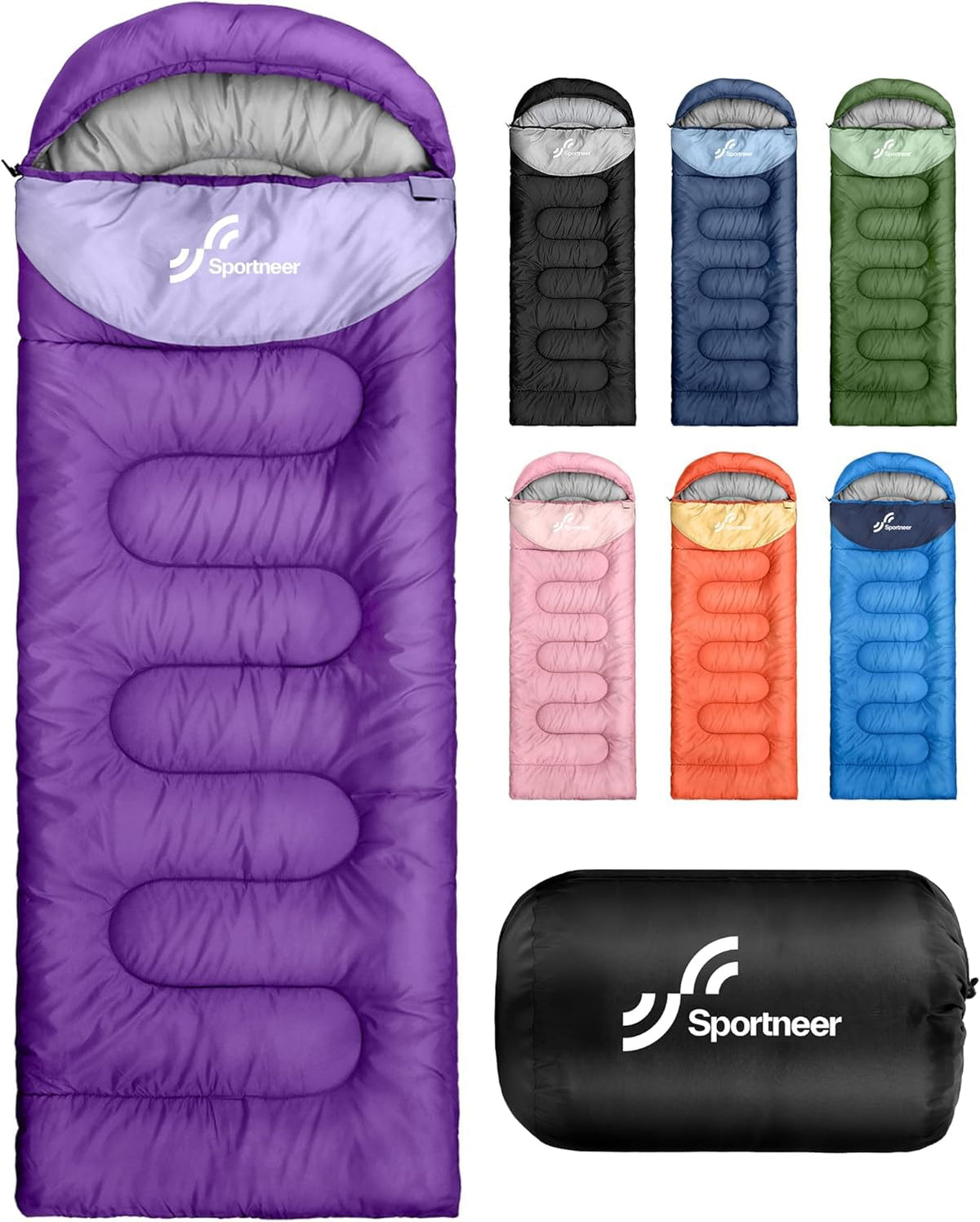Sportneer Sleeping Bag, 3 Seasons Warm Cold Weather Sleeping Bags for Adults Kids Boys Girls with Compression Sack- Lightweight Camping Essentials Gear Accessories, Backpacking, Hiking