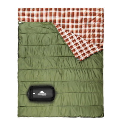 Cotton Flannel Double Sleeping Bag, 2 Person Camping Sleeping Bag
