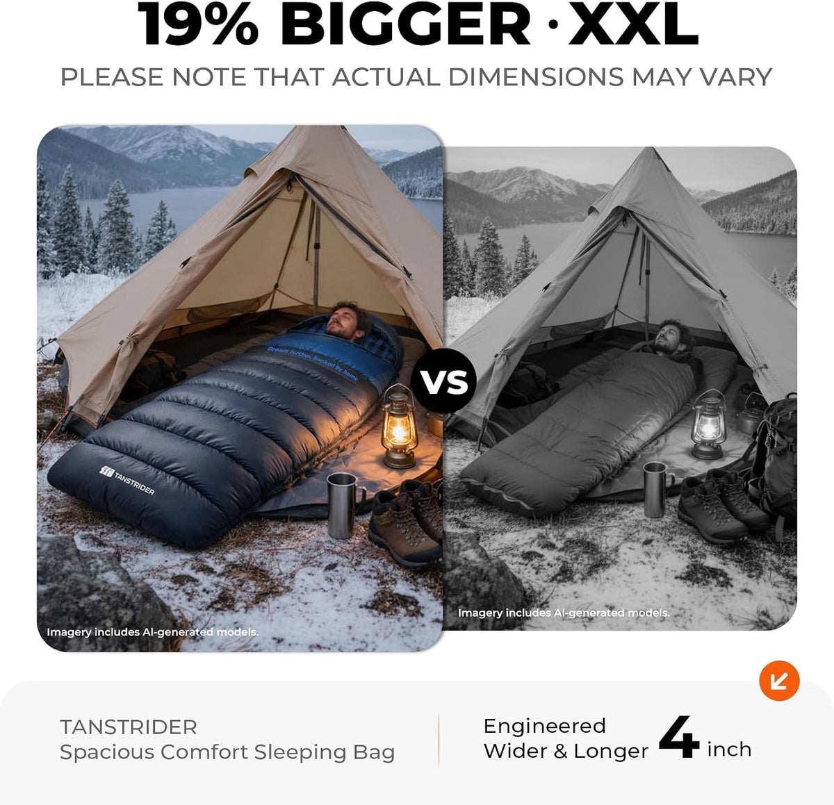 Cotton Flannel XXL Sleeping Bags for Adults Cold Weather