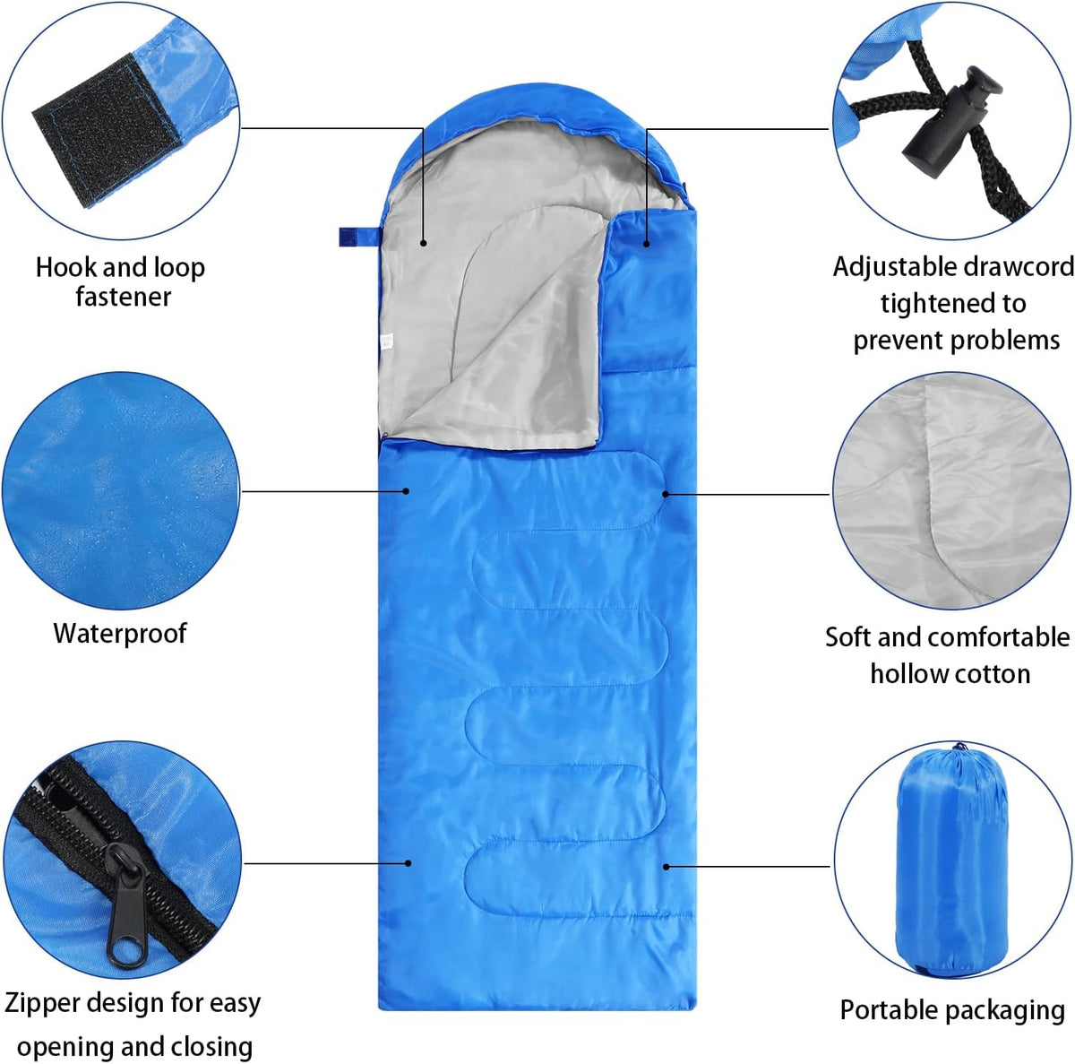 Junkin 12/36 Pcs Camping Sleeping Bags for Adult