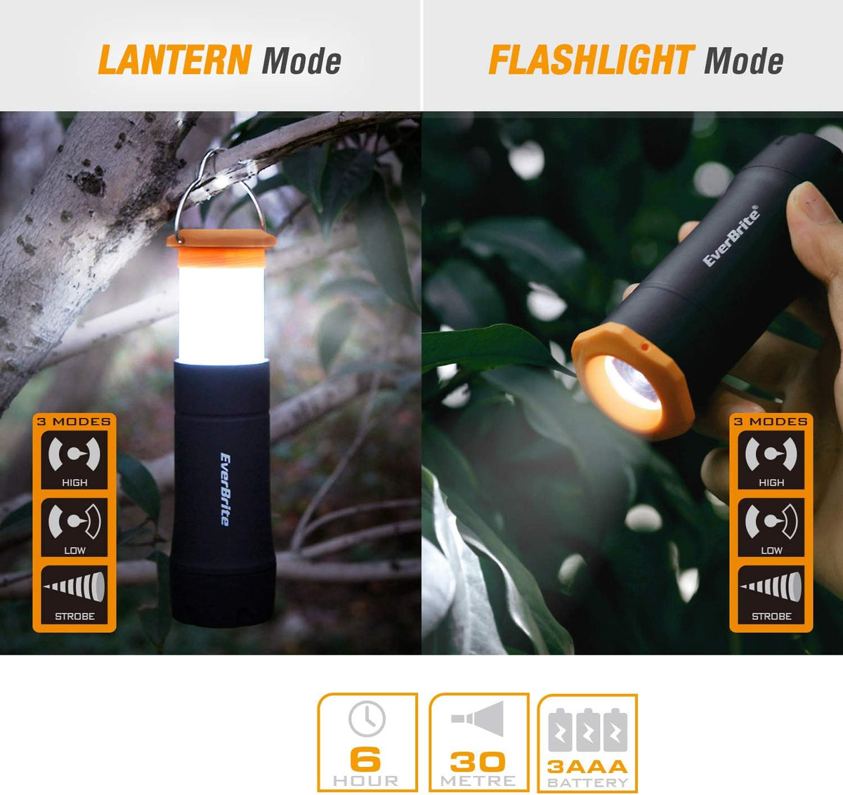 EverBrite 2-in-1 Mini Lantern and Flashlight 2 Pack, Zoomable Lantern