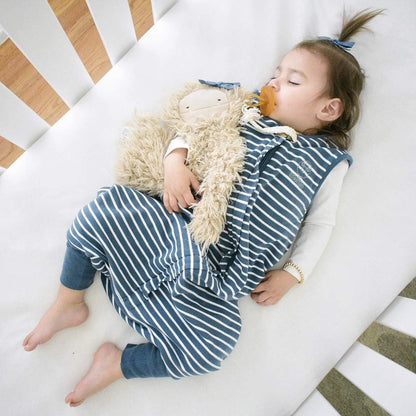Woolino 4 Season Baby Sleep Bag with Feet Holes, Australian Merino Wool and Organic Cotton, Toddler Sleeping Bag, 18-36mo, Navy Blue