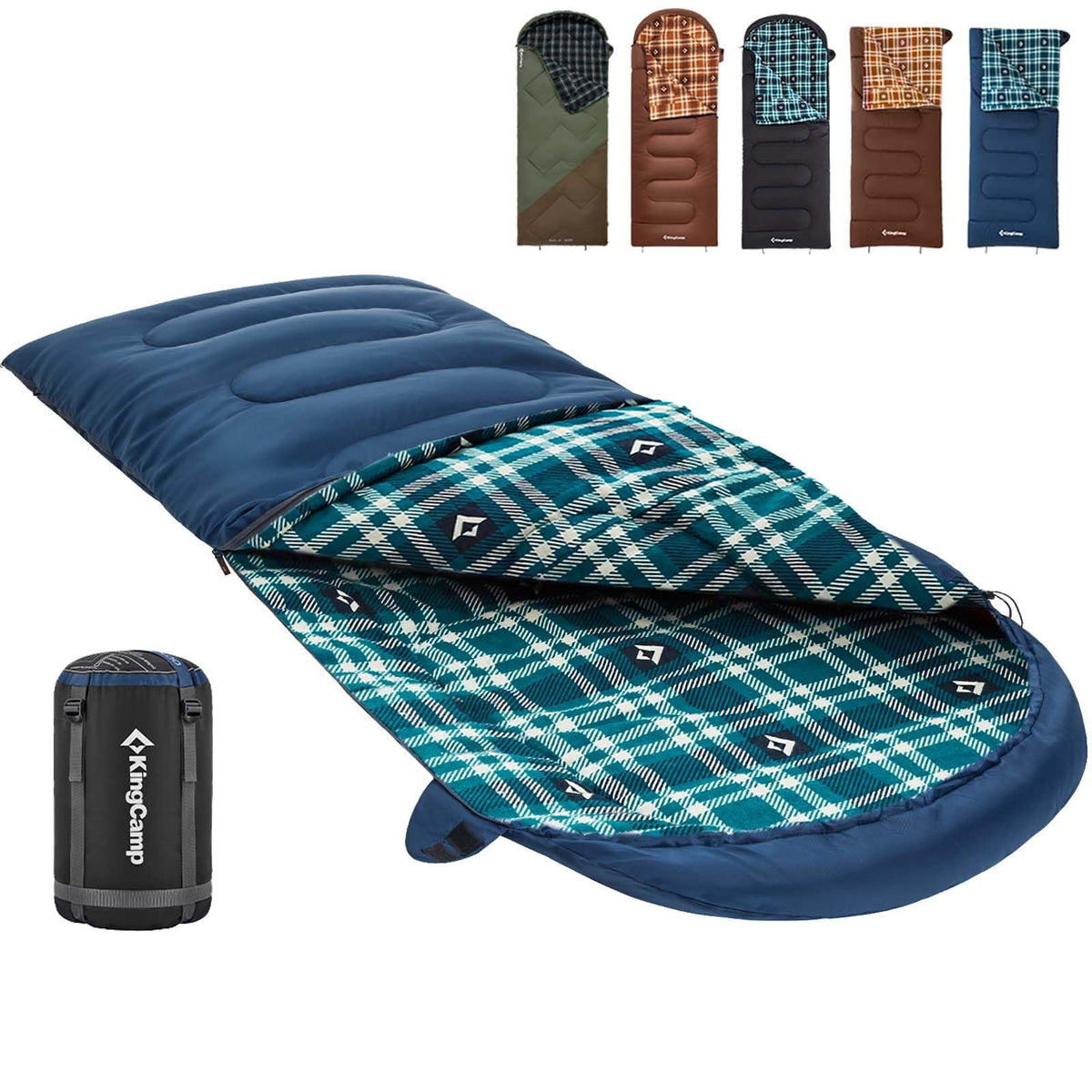 KingCamp Sleeping Bag for Adults, 100% Flannel XL Big and Tall