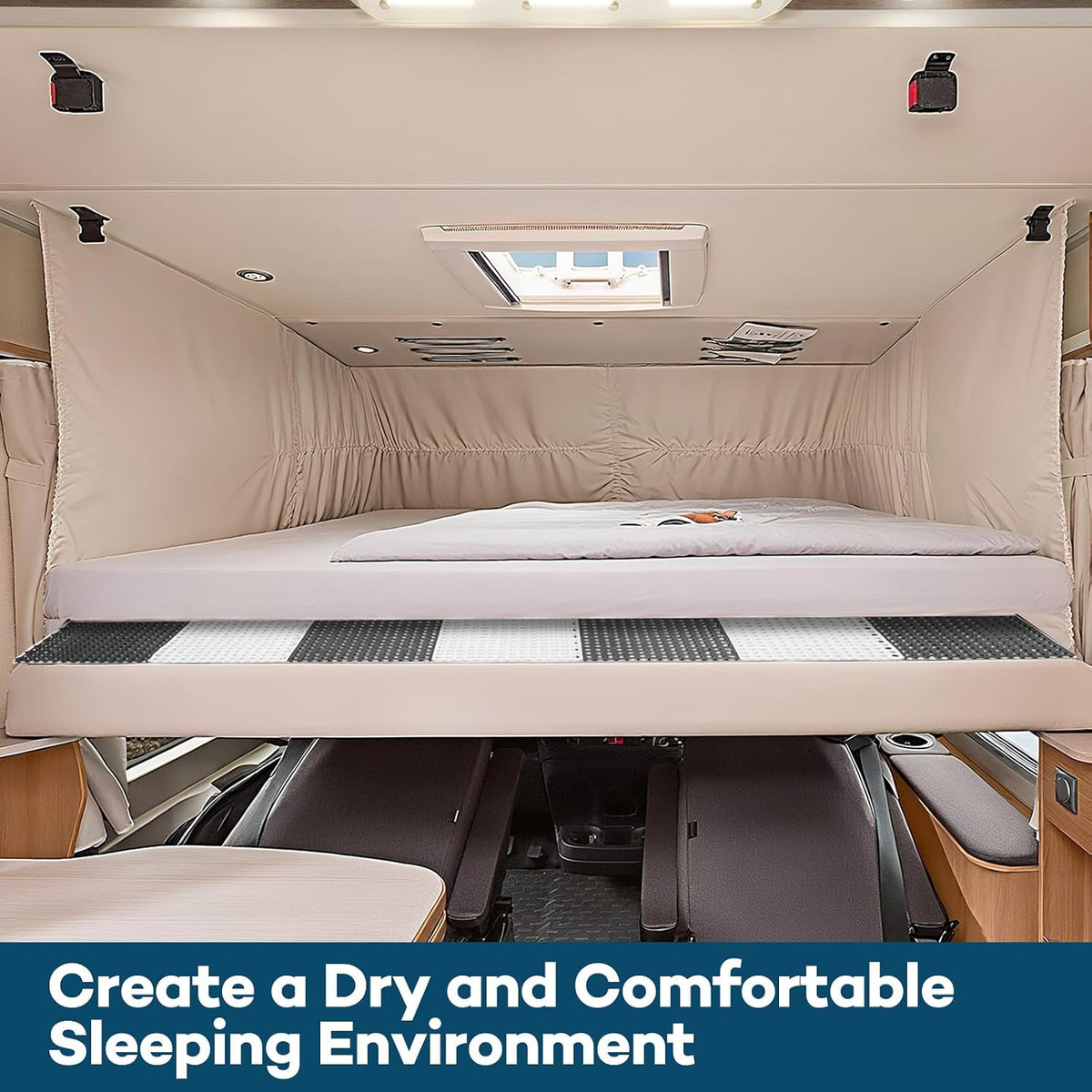 LILXIU Plastic Mattress Underlay 83 X 59 Inch Queen Size RV Under Mattress Pad Modular Interlocking Ventilation for RV Boat Camper