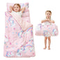 Lasoftan Toddler Nap Mat with Pillow and Blanket, Extra Large Rolled Napping Mats,Slumber Bags for Boys Girls,Kids Sleeping Bag for Daycare, Preschool Travel Camping