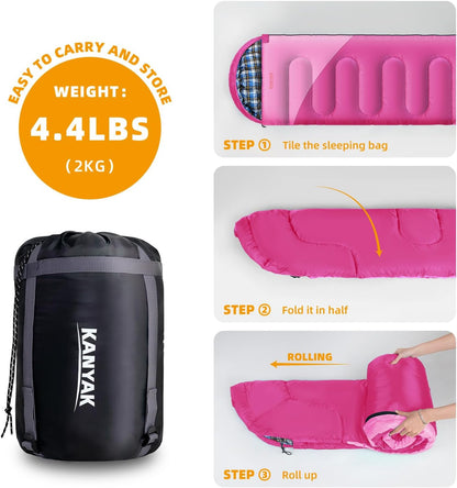 Camping Sleeping Bag for Adults Kids Teens,Waterproof Lightweight