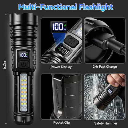 Rechargeable Flashlights High Lumens 99000 2 Pack, Super Bright Flash Light