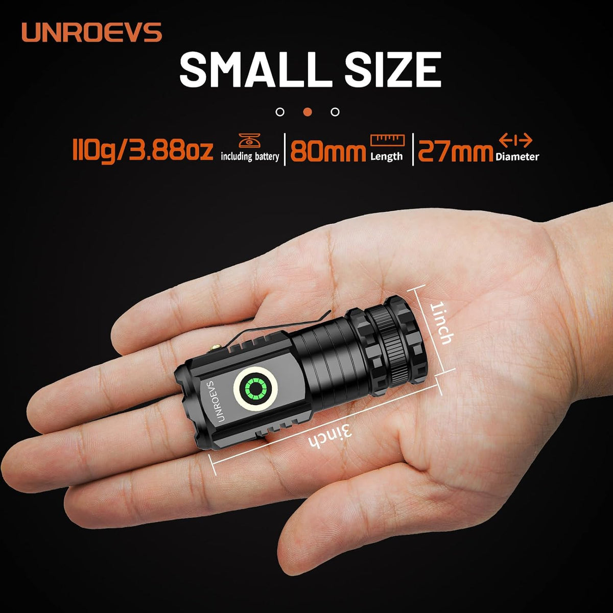 UNROEVS 2 Pack Mini Flashlights,Rechargeable flashlights 2550 Lumens
