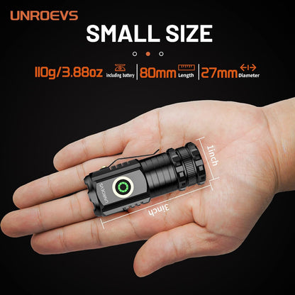 UNROEVS 2 Pack Mini Flashlights,Rechargeable flashlights 2550 Lumens