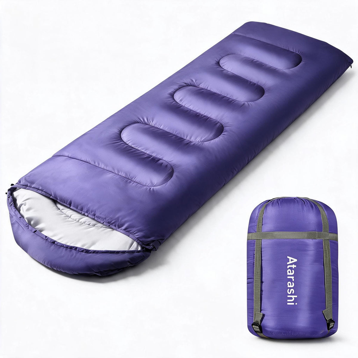 Atarashi Camping Sleeping Bag- 4 Seasons for Adults, Light, Warm, Extra-Large with Compression Sack- Great for Hiking, Backpacking & Outdoor Adventures