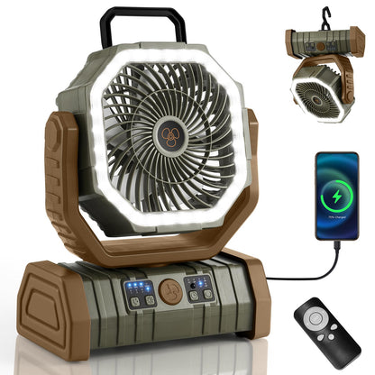 Odoland 30000mAh Camping Fan with LED Lantern, Rechargeable Battery Fan