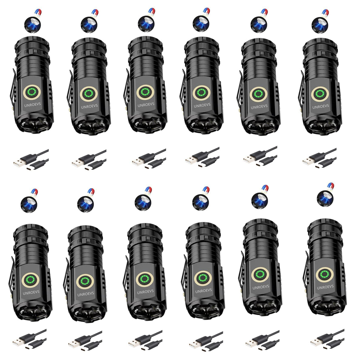 UNROEVS 2 Pack Mini Flashlights,Rechargeable flashlights 2550 Lumens