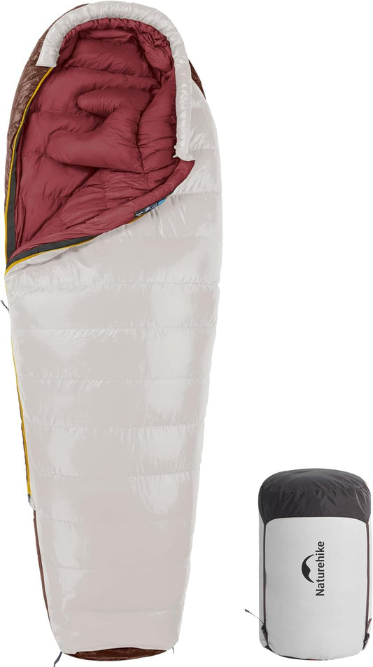 Naturehike 0 Degree RDS Down Mummy Sleeping Bag for Adults, 650 Fill Power, Cold Weather Backpacking Sleeping Bag for Camping, Hiking, -1℉ 18℉ 30℉, YKK Zipper