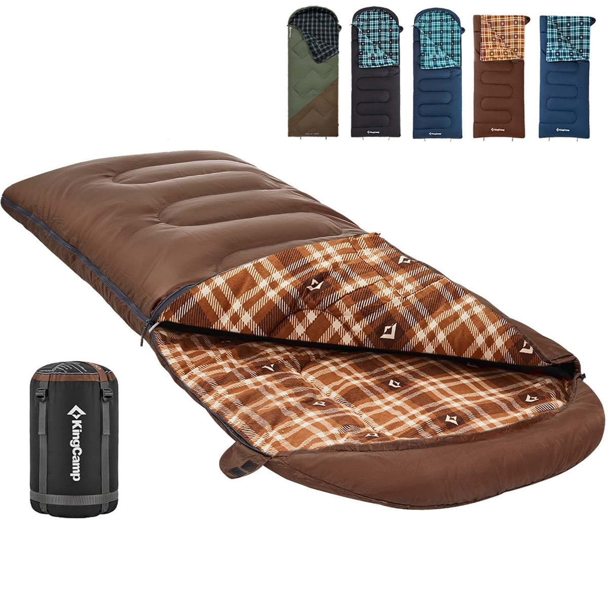 KingCamp Sleeping Bag for Adults, 100% Flannel XL Big and Tall
