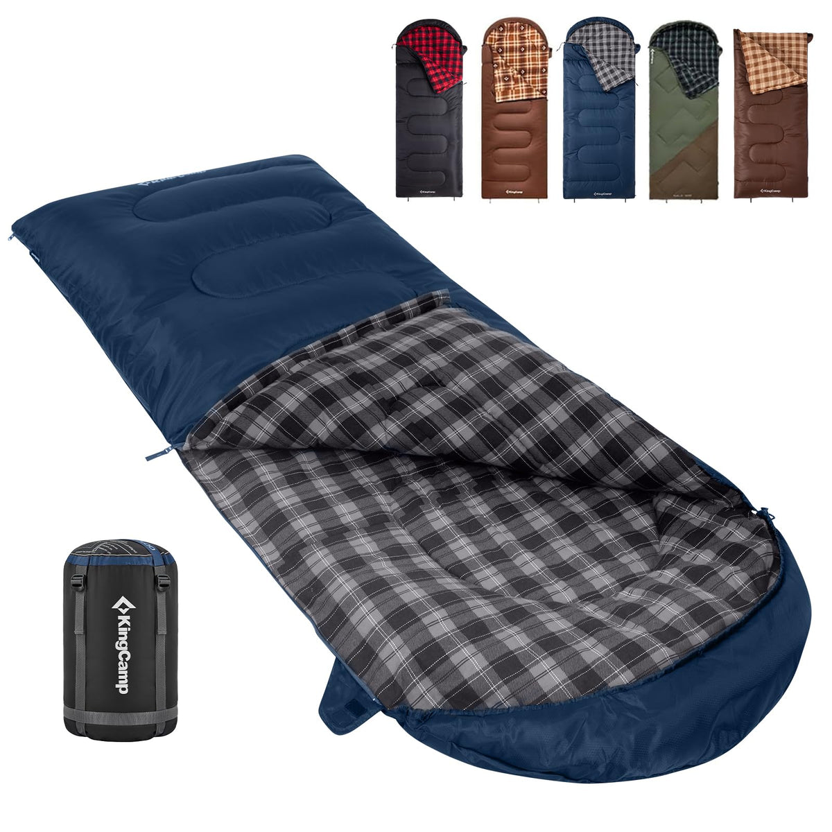 KingCamp Sleeping Bag for Adults, 100% Flannel XL Big and Tall