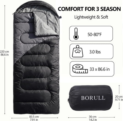 Lightweight Sleeping Bags for Adults & Kids, Backpacking & Scouts, Compact