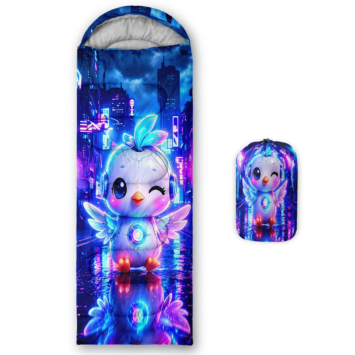 QOOMO Axolotl Cute Camping Sleeping Bags,3 Season Warm & Cool Weather,Lightweight,Waterproof Sleeping Bags for Adults & Kids,Traveling,and Outdoors