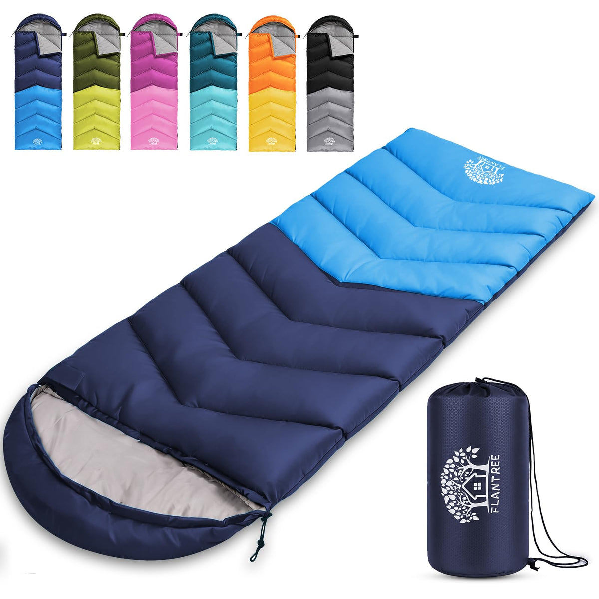 Sleeping Bags for Adults & Kids, Warm & Cool Weather, Lightweight Waterproof with Compression Bag, 3-4 Season for Camping, Hiking, Indoor & Outdoor Activities