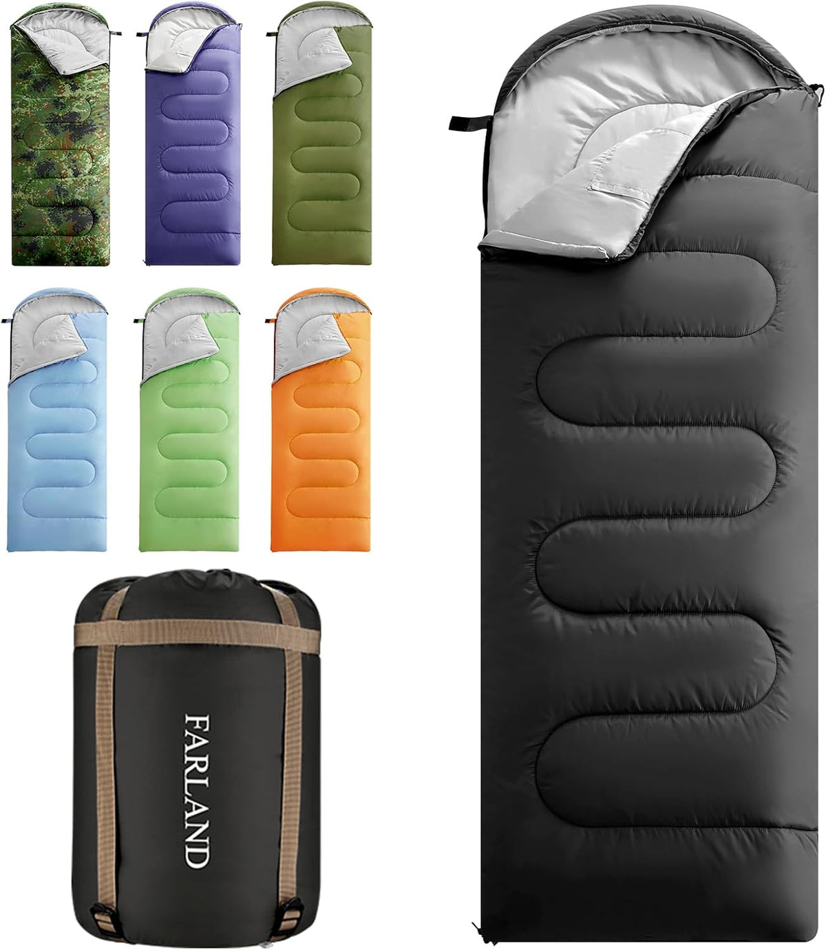 FARLAND Sleeping Bag for Adults, Teens and Kids - 3 Season Camping Gear