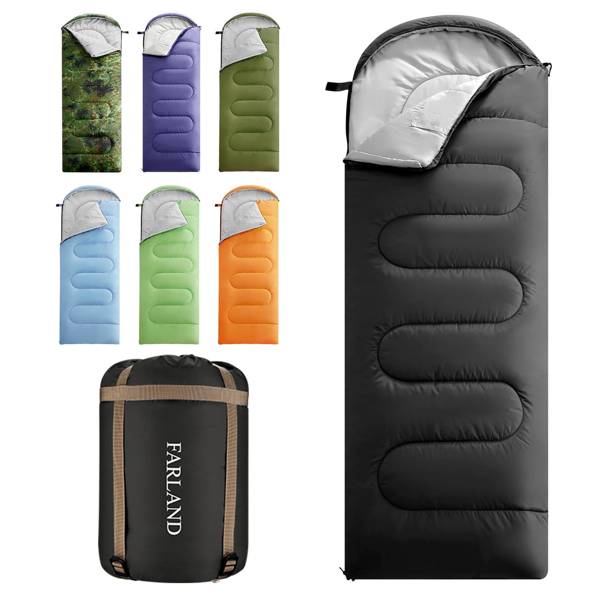 FARLAND Sleeping Bag for Adults, Teens and Kids - 3 Season Camping Gear