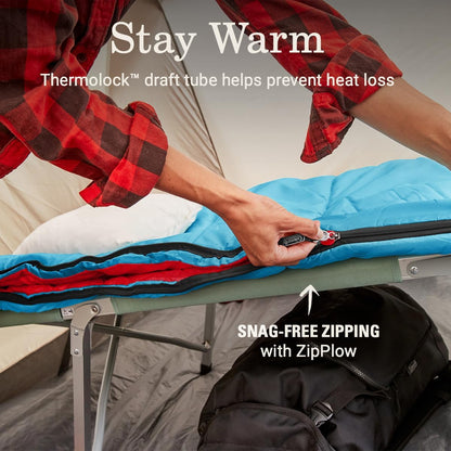Coleman Flatlands 30/40/50°F Sleeping Bag, Made from 100% Recycled Material, Big & Tall Options, Cool-Weather Sleeping Bag for Camping, Sleepovers, Guests & More