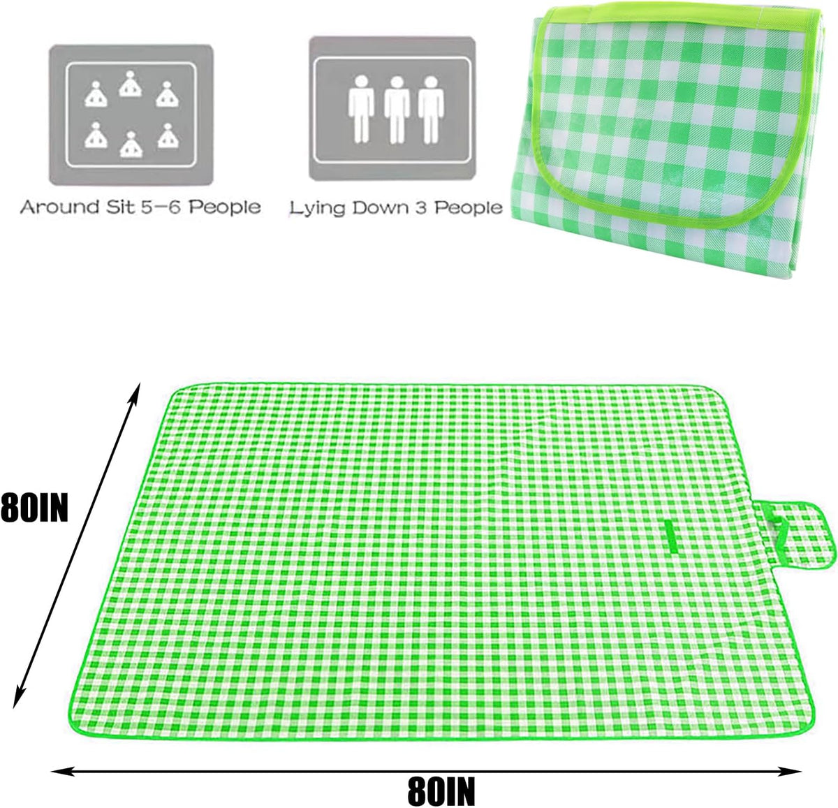 MEETOOT Waterproof Foldable Picnic Mat 80 Inch Outdoor Gear Moisture Proof Pad Portable Beach Lawn Music Festival Durable Seat Pad Suitable for Park Grassy Areas Camping Road Trip