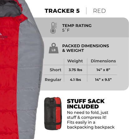 Teton 20F and 5F Degree Sleeping Bag; Lightweight, Warm Weather Mummy Sleeping Bags for Adults and Kids, Camping, Backpacking, Hiking
