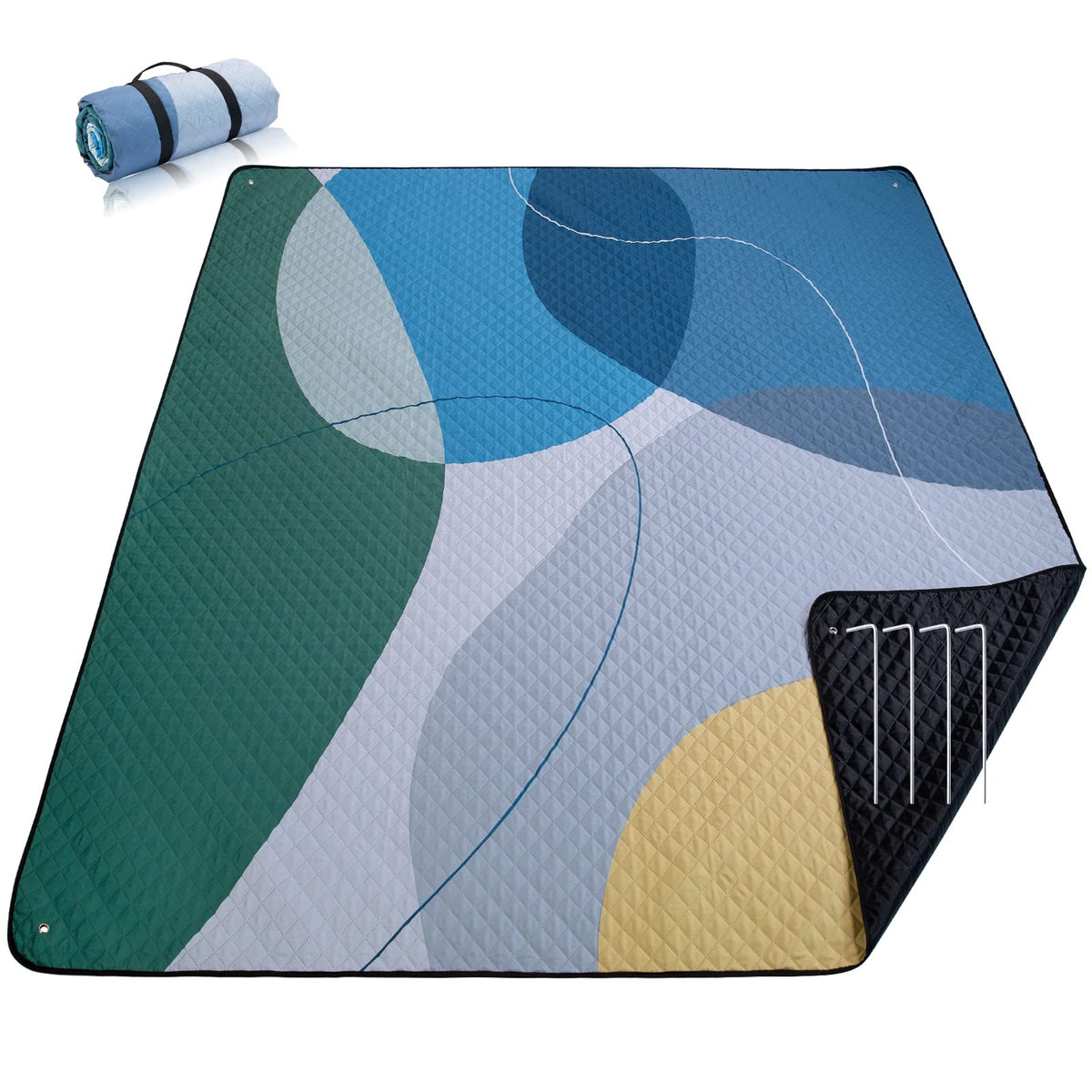 PY SUPER MODE Picnic Blankets Extra Large, Waterproof Foldable Outdoor Beach Blanket Oversized 83x79” Sandproof, 3-Layer Picnic Mat for Camping, Hiking, Travel, Park, Concerts(Orange Boho)