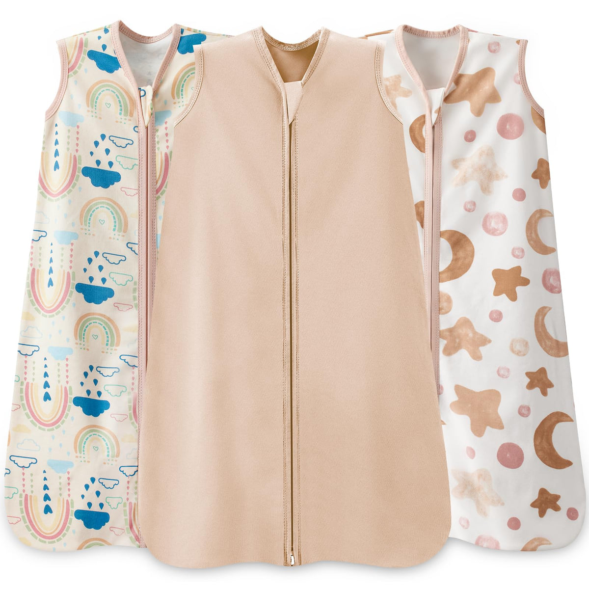 Baby Sleep Sack 6-12 Months, 100% Cotton Wearable Blanket, 0.5 Tog, 3 Pack