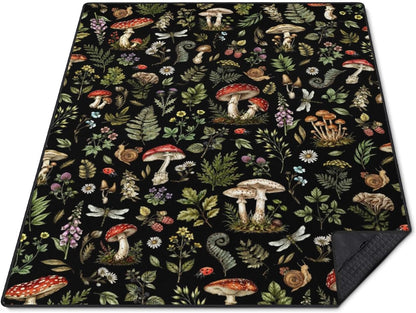 Mushroom Picnic Blankets Waterproof Foldable,60’‘x80'' Portable Dual Layers Outdoor Travel Camping Backpacking Hiking Beach Blanket Mat for Grass Padded Lawn Park Beach,Picnic Accessories