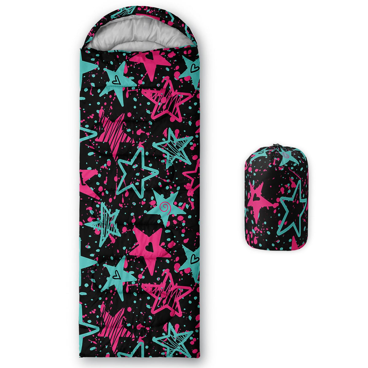 QOOMO Axolotl Cute Camping Sleeping Bags,3 Season Warm & Cool Weather,Lightweight,Waterproof Sleeping Bags for Adults & Kids,Traveling,and Outdoors