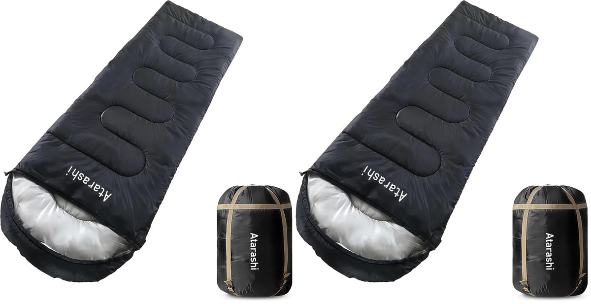 Atarashi Camping Sleeping Bag- 4 Seasons for Adults, Light, Warm, Extra-Large with Compression Sack- Great for Hiking, Backpacking & Outdoor Adventures