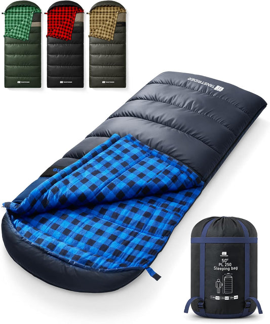 Cotton Flannel XXL Sleeping Bags for Adults Cold Weather