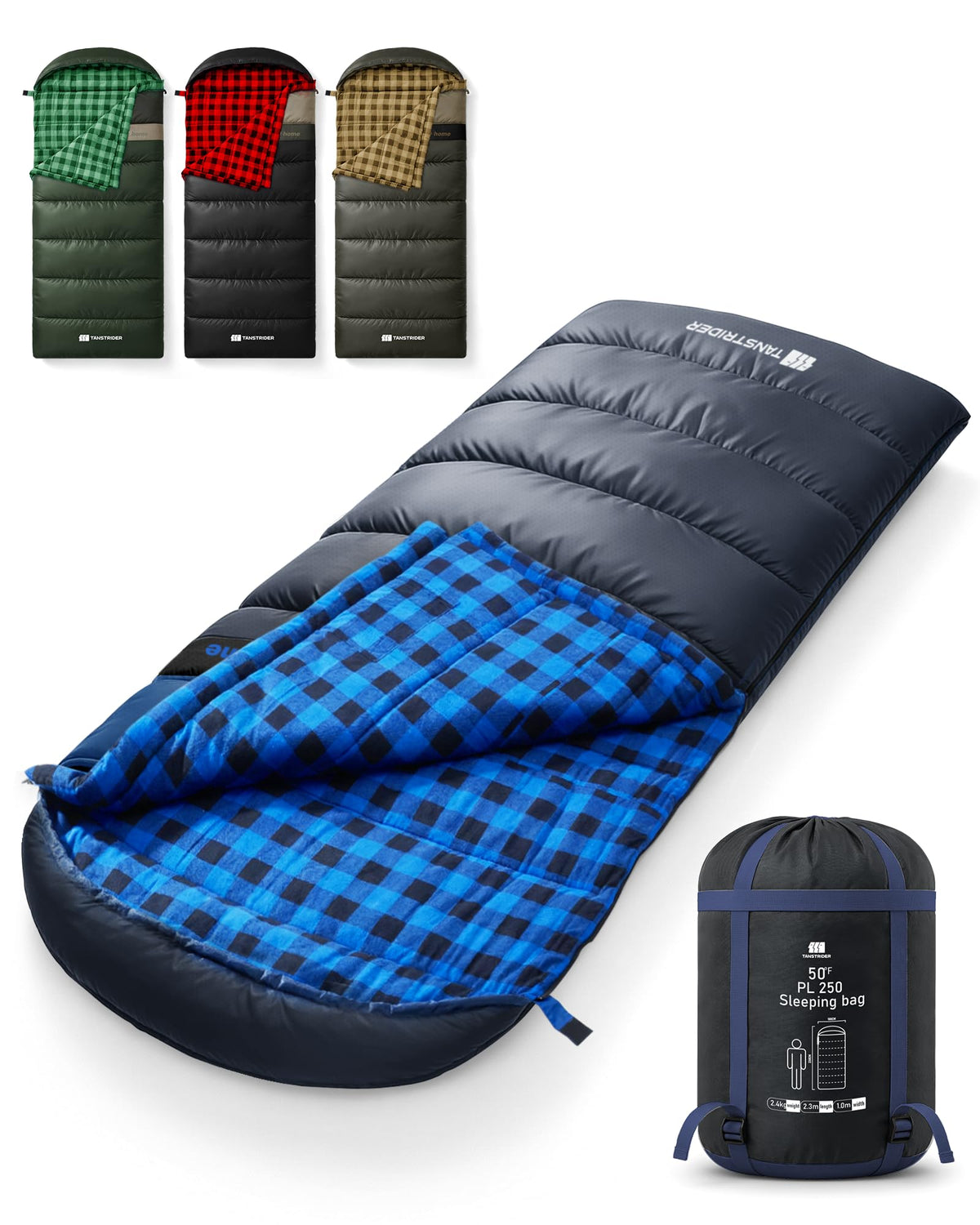 Cotton Flannel XXL Sleeping Bags for Adults Cold Weather