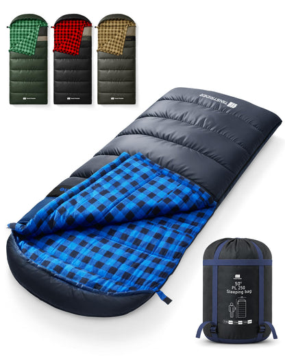 Cotton Flannel XXL Sleeping Bags for Adults Cold Weather