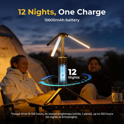 BougeRV Telescopic Camping Light T1, 15600mAh Rechargeable Lantern, Black