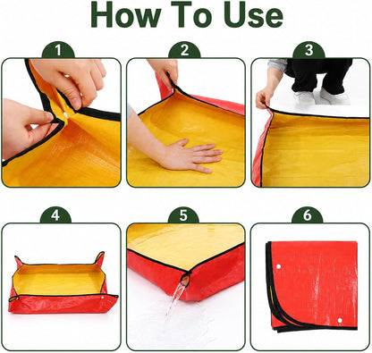 Camping Shower Mat, 2 Pcs 39.4" PE Portable Shower Pan