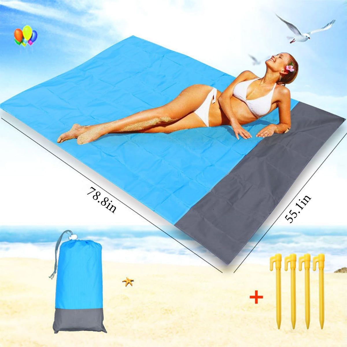 Outdoor Camping Moisture-Proof mat, Ultra Light and Easy to Carry, Waterproof, Moisture-Proof, UV Resistant and Versatile, Suitable for Picnic, Camping and Travel，Sky Blue